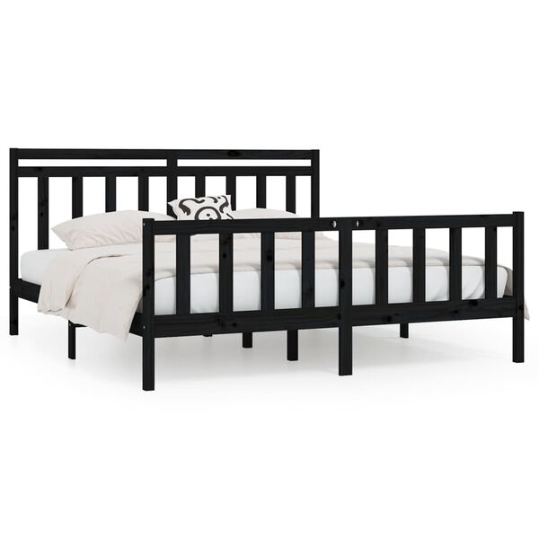 vidaXL Cadre de lit sans matelas noir bois massif de pin 180x200 cm