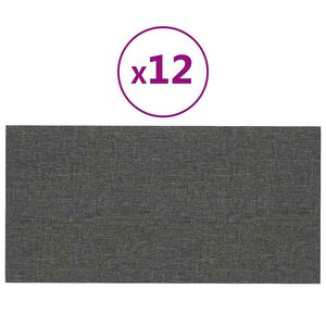 vidaXL Panneaux muraux 12 pcs Gris foncé 30x15 cm Tissu 0,54 m²