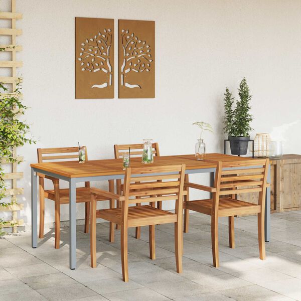 vidaXL Table de jardin Naturel et gris 200 x 90 x 75 cm