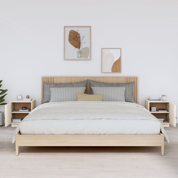 vidaXL Tables de chevet 2 pcs Blanc 40x34x45 cm Bois de pin massif
