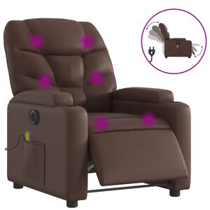 vidaXL Fauteuil de massage inclinable &eacute;lectrique marron similicuir