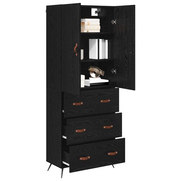 vidaXL Haut Armoire Ch&ecirc;ne noir 69,5 x 34 x 180 cm Bois d'ing&eacute;nierie
