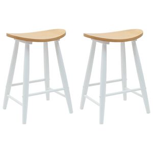 vidaXL Chaises de salle &agrave; manger 2 pc Bois de Caoutchouc Massif Blanc