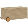 vidaXL Bo&icirc;te de rangement de jardin et roues m&eacute;lange beige 190L rotin