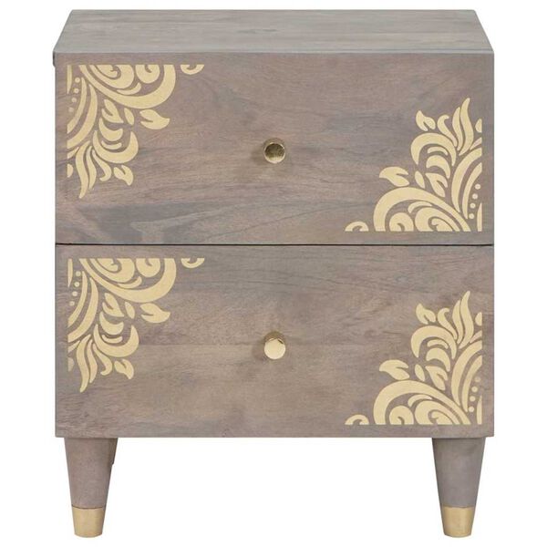 vidaXL Cabinet de chevet Gris 40 x 33 x 46 cm Bois de mangue massif