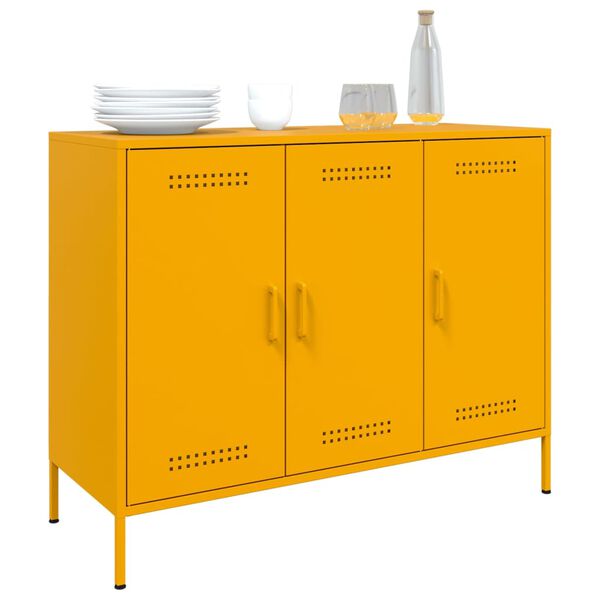 vidaXL Buffet jaune moutarde 100,5x39x79 cm acier