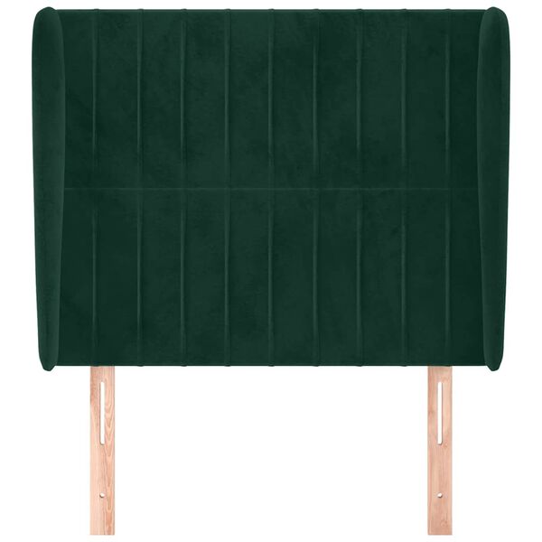 vidaXL T&ecirc;te de lit avec oreilles Vert fonc&eacute; 83x23x118/128 cm Velours