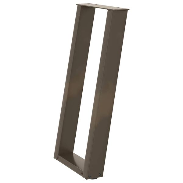 vidaXL Pieds de table console en U, 2 pièces, acier naturel, 28 x (72-73) cm