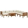 vidaXL Salon de jardin 9 pcs avec coussin cr&egrave;me Bois d'acacia solide