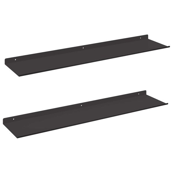 vidaXL &Eacute;tag&egrave;re flottante 2 pcs Noir 80 x 18 x 2,5 cm Acier