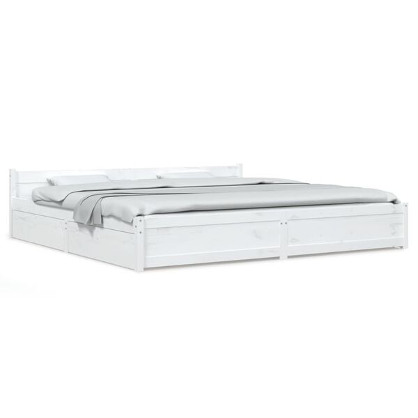 vidaXL Cadre de lit sans matelas avec tiroirs blanc