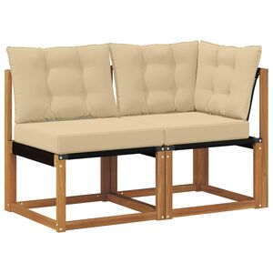 vidaXL Canap&eacute; d&rsquo;ext&eacute;rieur milieu et coin avec coussin 2 Pi&egrave;ce Naturel