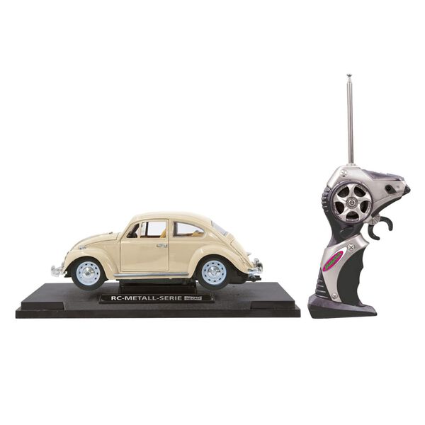 JAMARA Voiture t&eacute;l&eacute;command&eacute; Die-cast VW Beetle 40 MHz 1:18 Blanc cr&egrave;me
