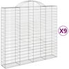vidaXL Paniers à gabions arqués 9 pcs 200x50x180/200 cm Fer galvanisé