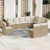 vidaXL Salon de jardin avec coussins 10 pcs beige r&eacute;sine tress&eacute;e