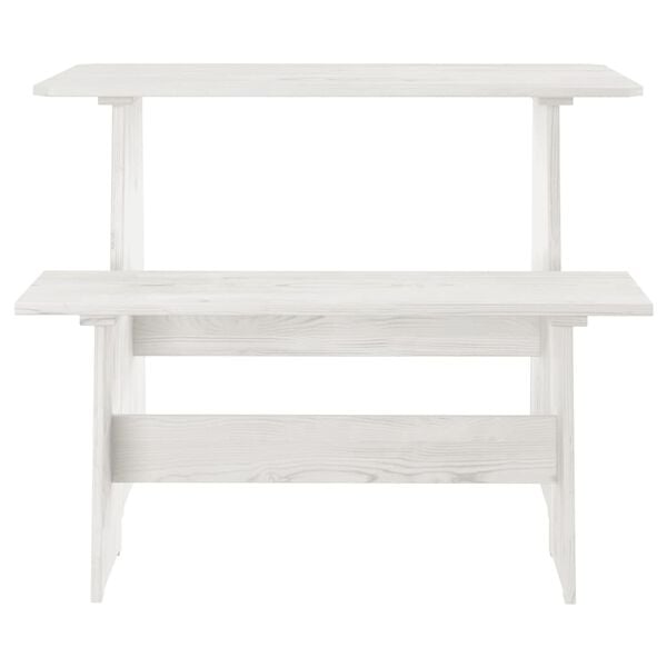 vidaXL Table &agrave; manger avec banc REINE blanc bois de pin solide