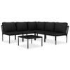 vidaXL Salon de jardin 6 pcs avec coussins Noir PVC