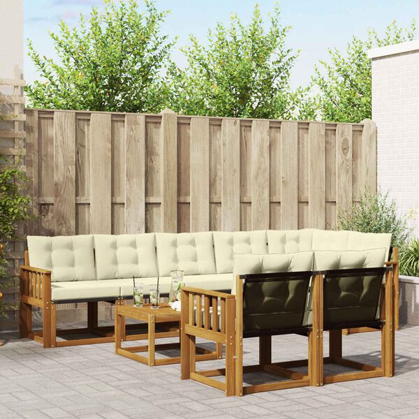 vidaXL Ensemble de canap&eacute;s d'ext&eacute;rieur 9 pcs Naturel et Cr&egrave;me