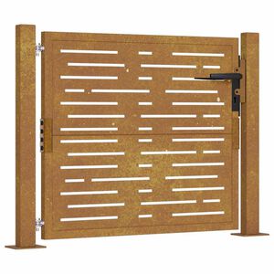 vidaXL Portail de jardin 100x75 cm en acier Corten, design carr&eacute;