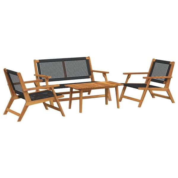 vidaXL Chaises de jardin avec table 4 pcs Noir 90 x 45 x 40 cm