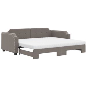 vidaXL Lit de jour avec gigogne et matelas taupe 100x200 cm tissu