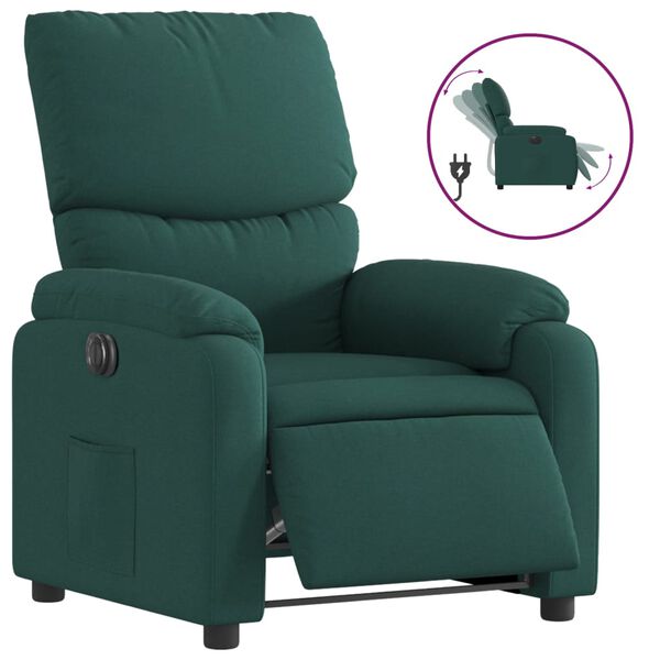 vidaXL Fauteuil inclinable &eacute;lectrique Vert fonc&eacute; Tissu