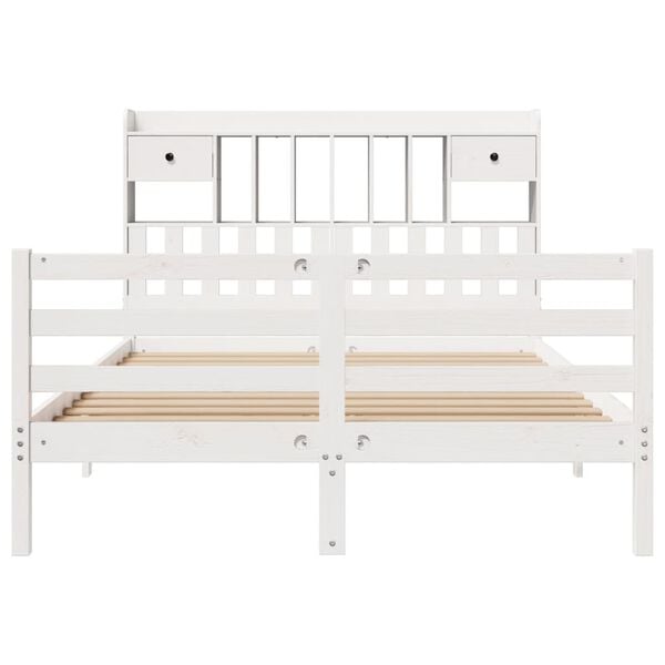 vidaXL Lit bibliothèque sans matelas blanc 150x200 cm bois pin massif