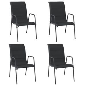 vidaXL Chaises de jardin 4 pcs Acier et textilène Noir