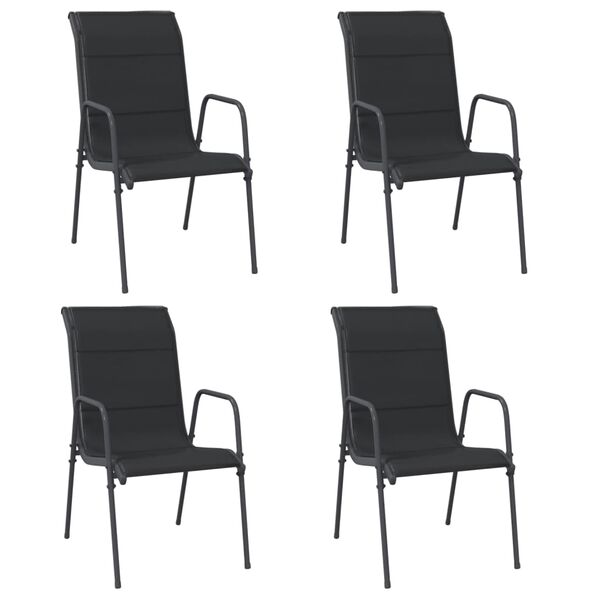 vidaXL Chaises de jardin 4 pcs Acier et textilène Noir
