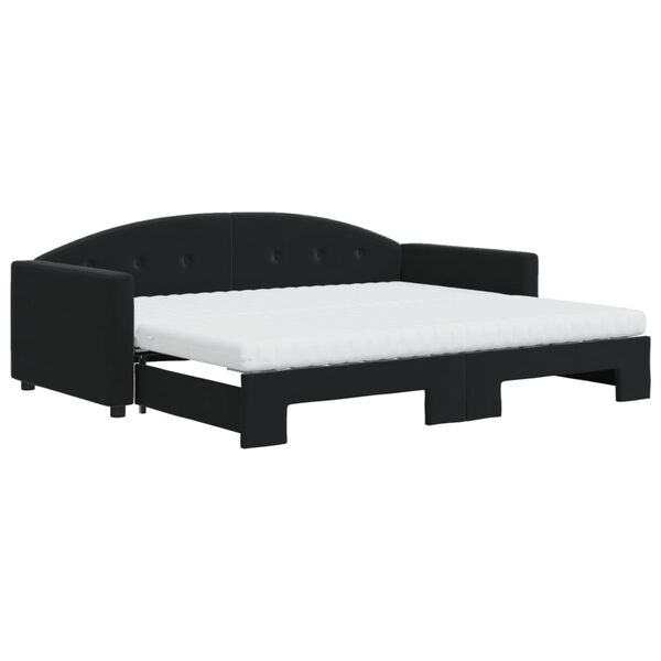 vidaXL Lit de jour avec gigogne et matelas noir 90x190 cm velours