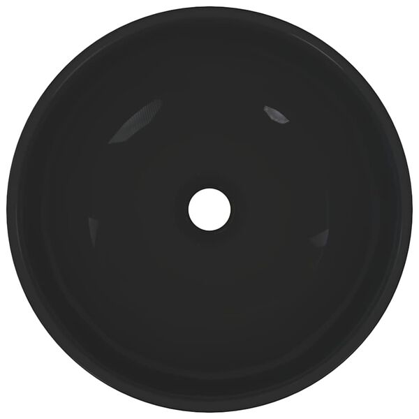 vidaXL Lavabo noir brillant &Oslash;28x10 cm c&eacute;ramique