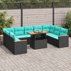 vidaXL Salon de jardin 10 pcs avec coussins noir r&eacute;sine tress&eacute;e