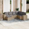 vidaXL Salon de jardin avec coussins 7 pcs beige r&eacute;sine tress&eacute;e
