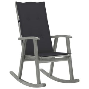 vidaXL Chaise &agrave; bascule avec coussins Gris Bois d'acacia massif