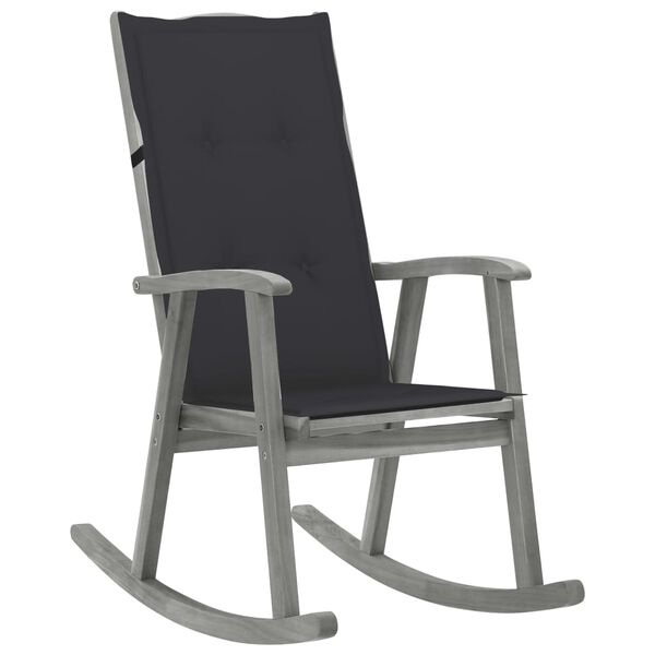 vidaXL Chaise à bascule avec coussins Gris Bois d'acacia massif