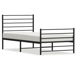 vidaXL Cadre de lit m&eacute;tal sans matelas avec pied de lit noir 90x190 cm