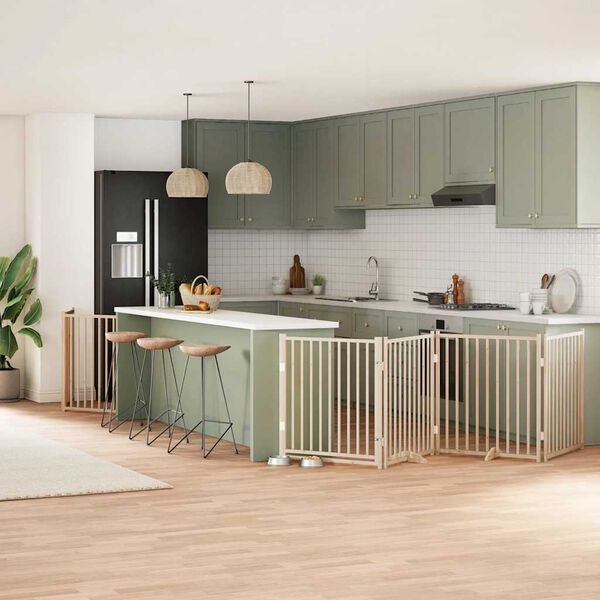 vidaXL Barri&egrave;re pour chien porte pliable 12 panneaux bois de peuplier