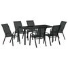 vidaXL Ensemble de salle &agrave; manger pour jardin 7 pcs Noir