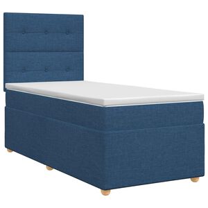vidaXL Lit boxspring avec matelas Bleu 90 x 190 cm Tissu