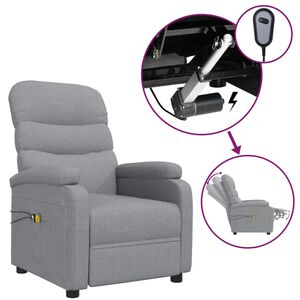 vidaXL Fauteuil &eacute;lectrique de massage Gris clair Tissu
