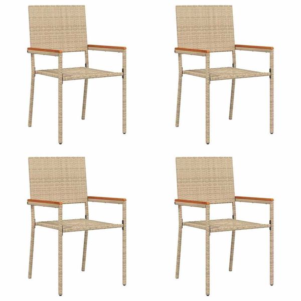 vidaXL Chaises empilables de jardin 4 pcs Crème et marron
