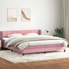 vidaXL Sommier &agrave; lattes de lit avec matelas rose 200x210 cm velours