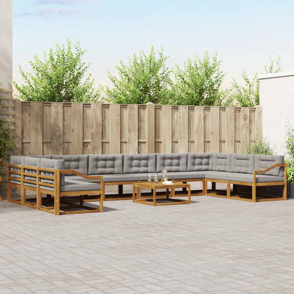 vidaXL Ensemble de canap&eacute;s d'ext&eacute;rieur 11 pcs Gris Naturel et Clair