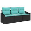 vidaXL Ensemble de Canap&eacute;s avec coussin 3 pcs Noir polyrotin
