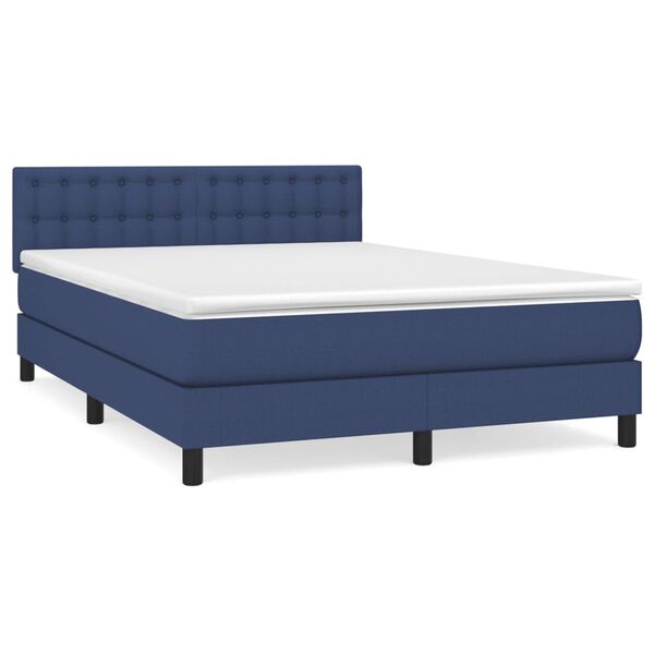 vidaXL Sommier &agrave; lattes de lit avec matelas Bleu 140x200 cm Tissu