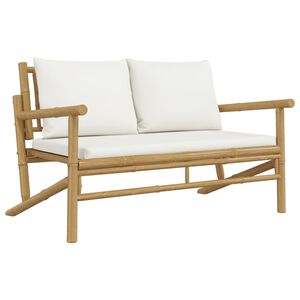 vidaXL Banc de jardin avec coussins blanc cr&egrave;me bambou