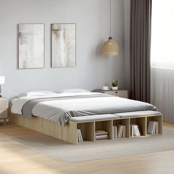 vidaXL Cadre de lit sans matelas ch&ecirc;ne sonoma 140x200 cm