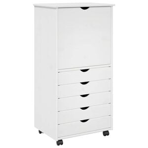 vidaXL Cabinet roulant Blanc 53 x 39 x 103 cm Bois de Pin Massif