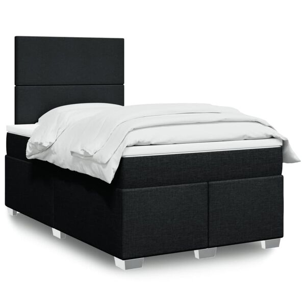 vidaXL Sommier &agrave; lattes de lit avec matelas noir 120x190 cm tissu