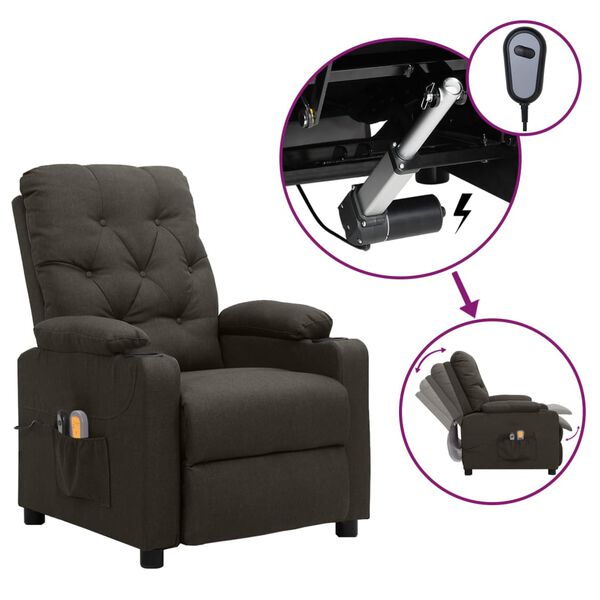 vidaXL Fauteuil électrique de massage Taupe Tissu